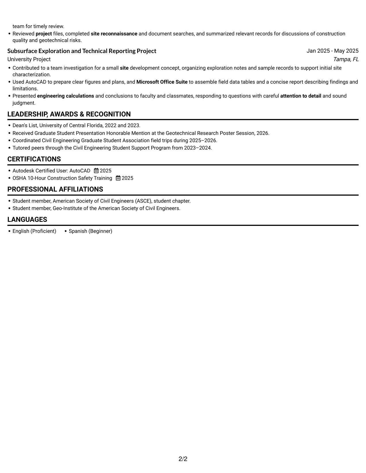 Resume example — page 2