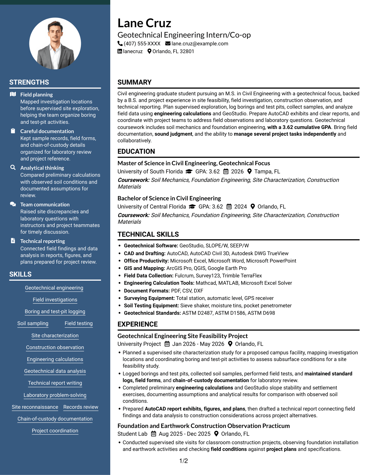 Resume example — page 1