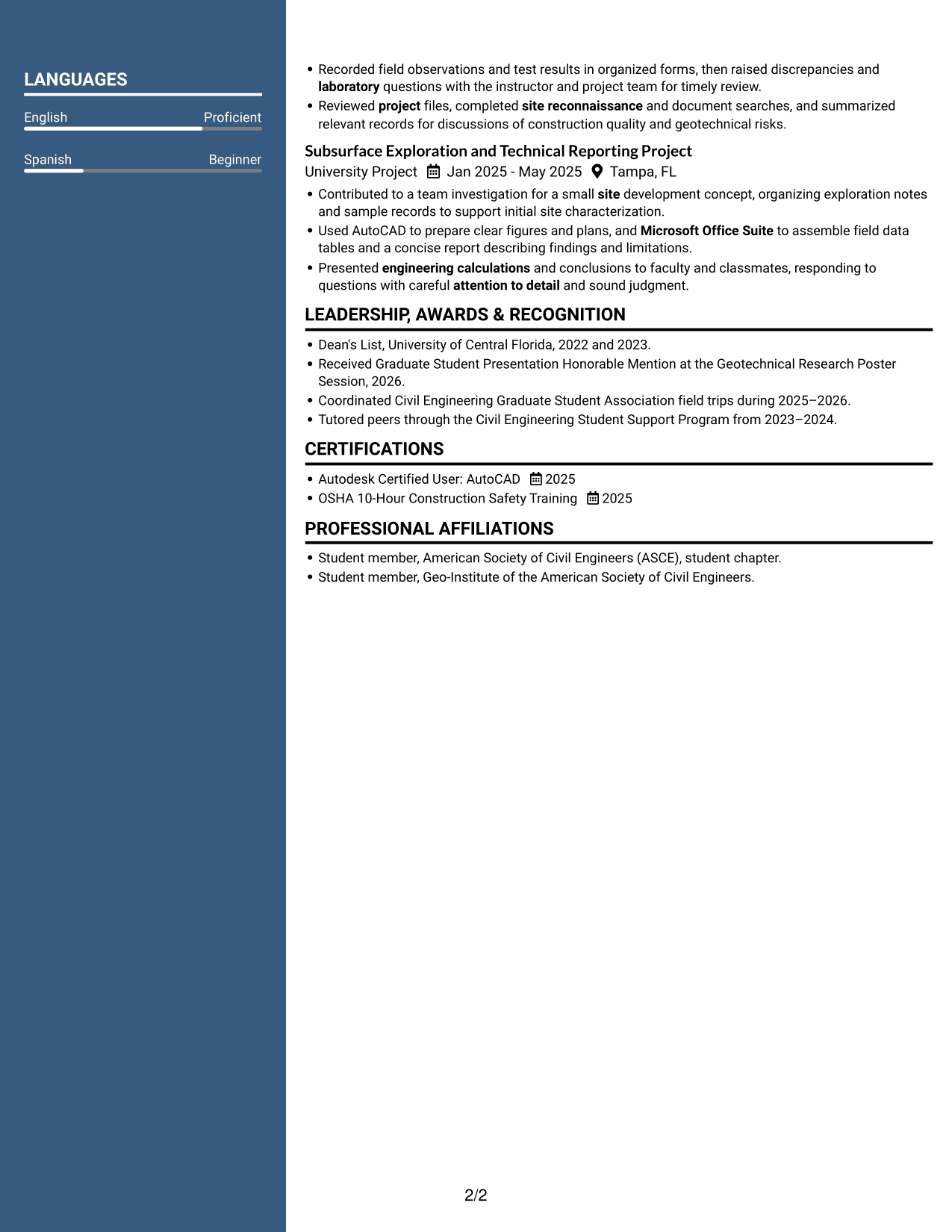 Resume example — page 2
