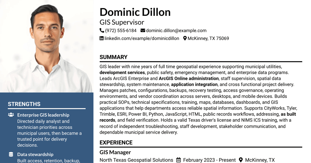 7 GIS Supervisor Resume Templates with Example