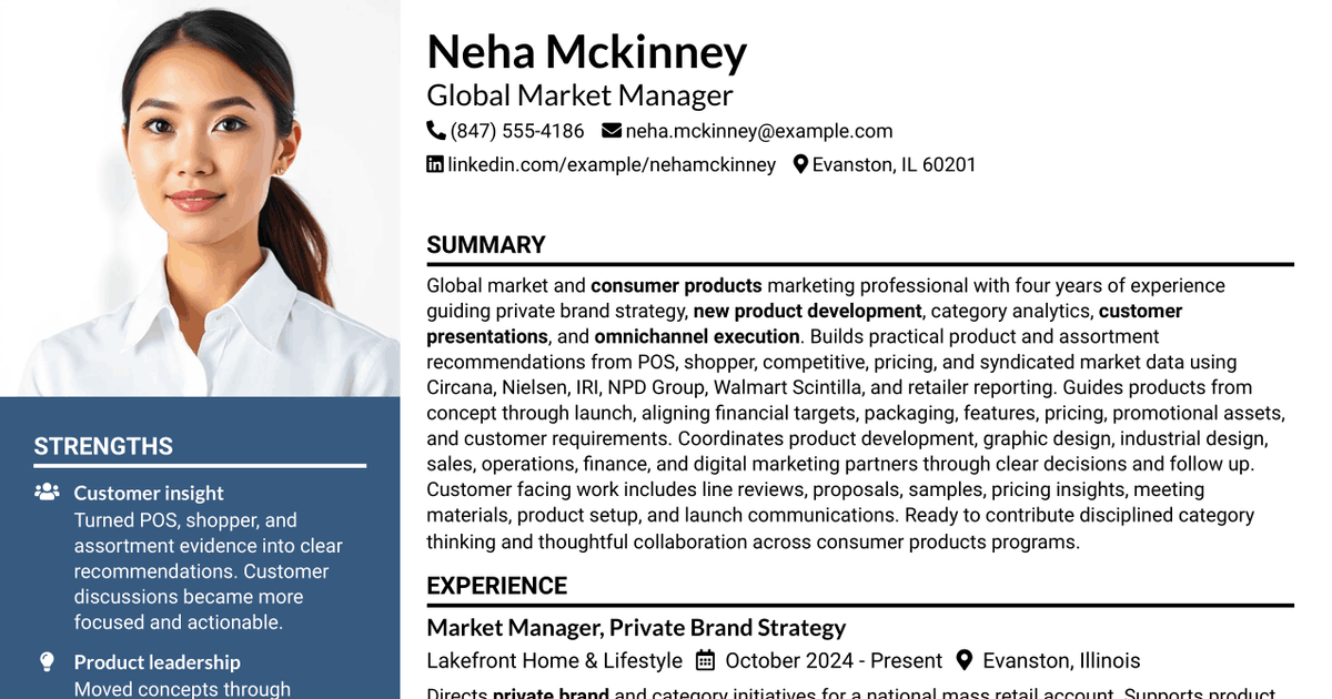 7 Global Market Manager I Resume Templates with Example