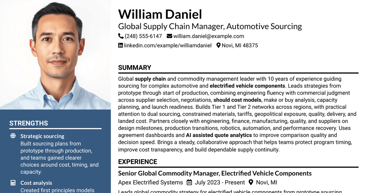 7 Global Supply Chain Manager Resume Templates with Example