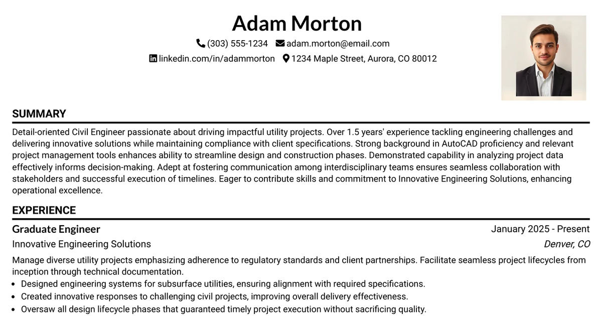 33 Graduate Engineer - Civil Resume Templates with Example 2026 (ATS-Optimized)