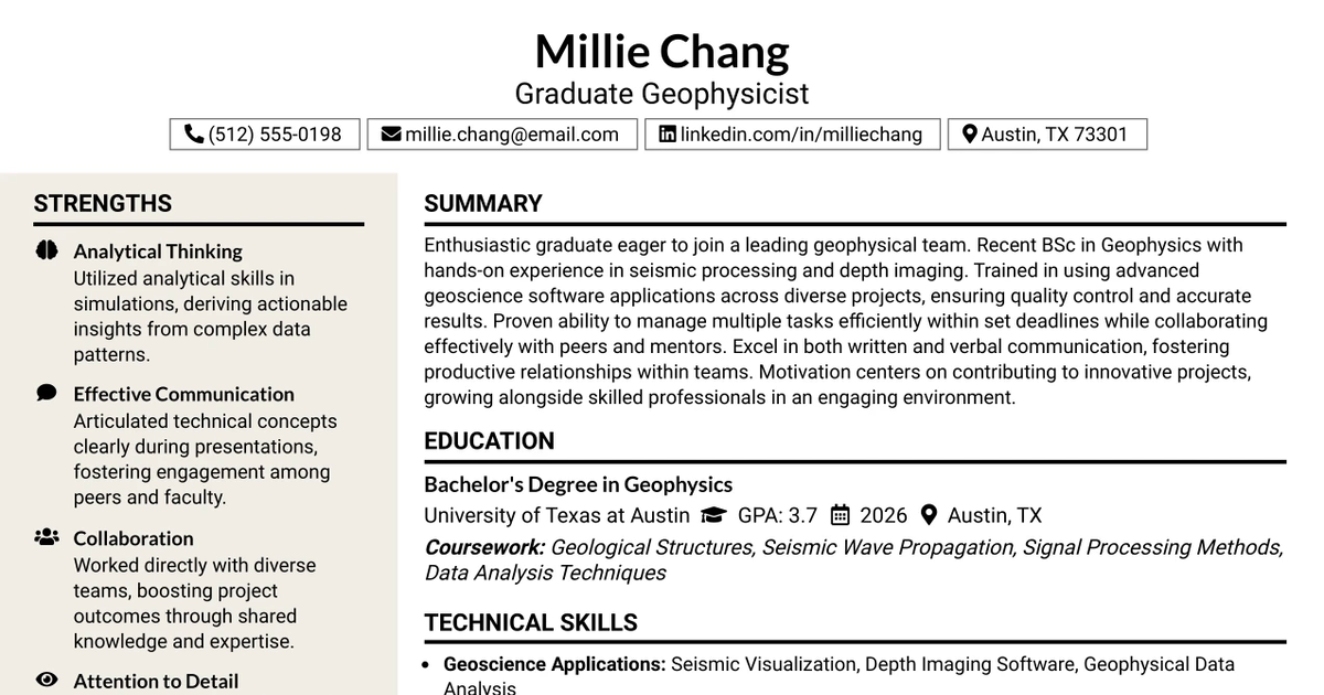 33 Graduate Geophysicist Resume Templates with Example 2026 (ATS-Optimized)