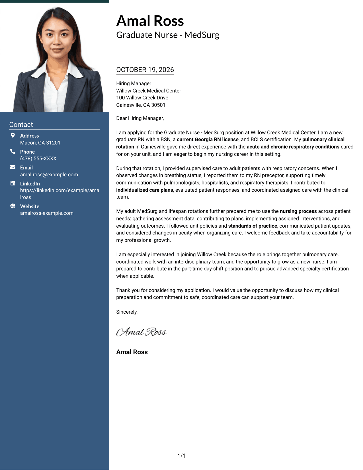 Cover letter example — page 1
