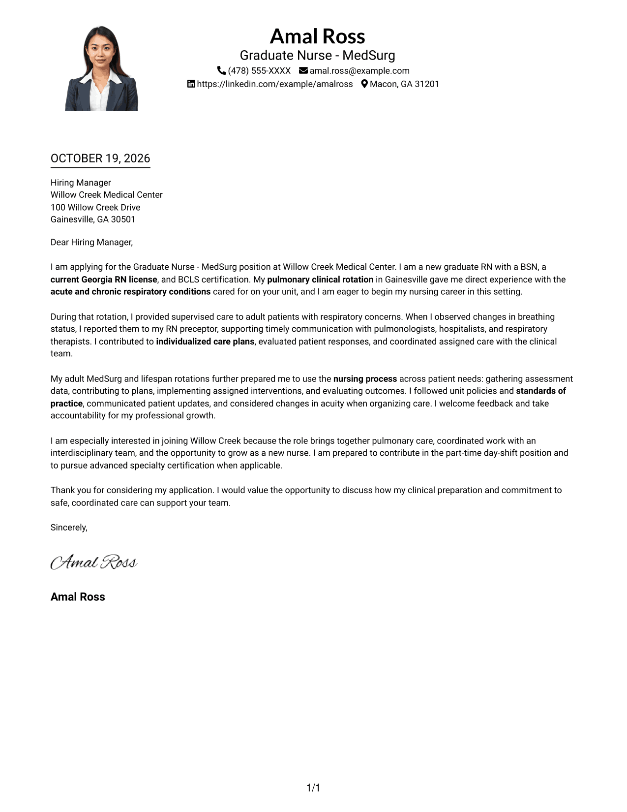 Cover letter example — page 1