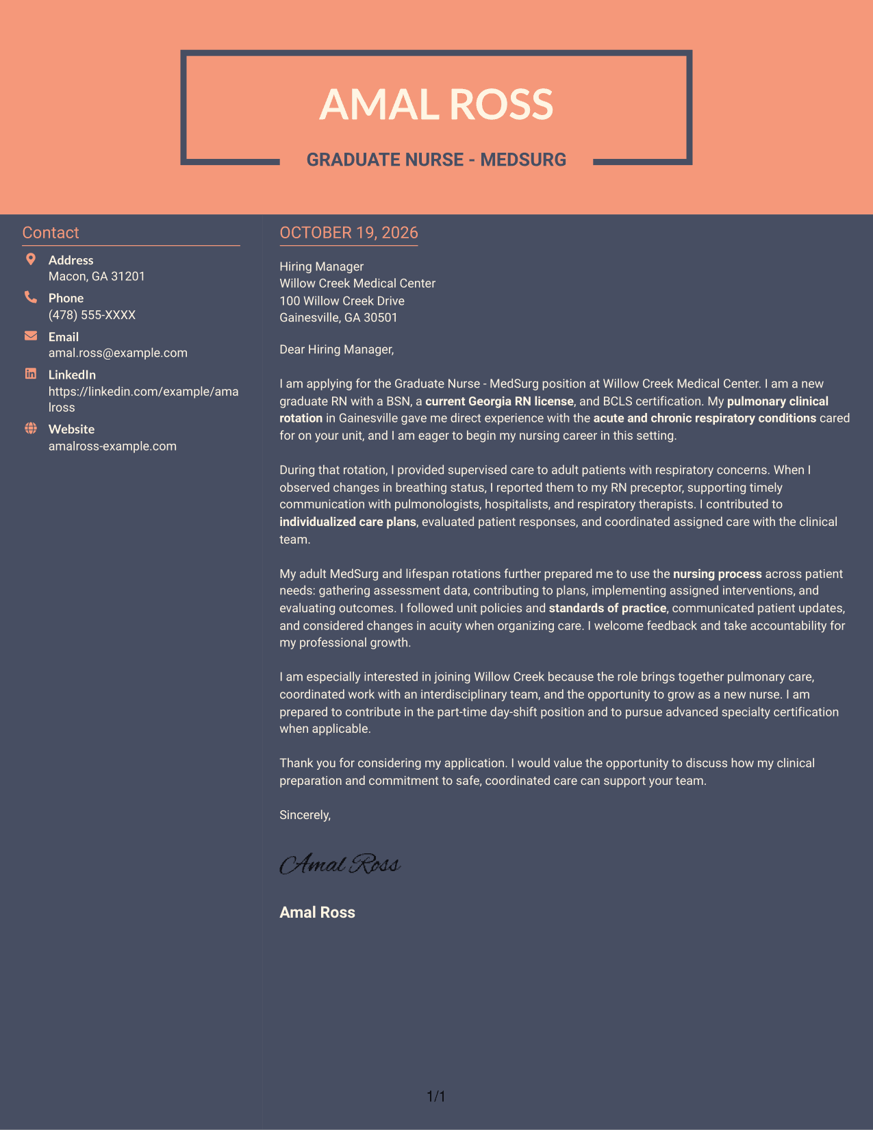Cover letter example — page 1