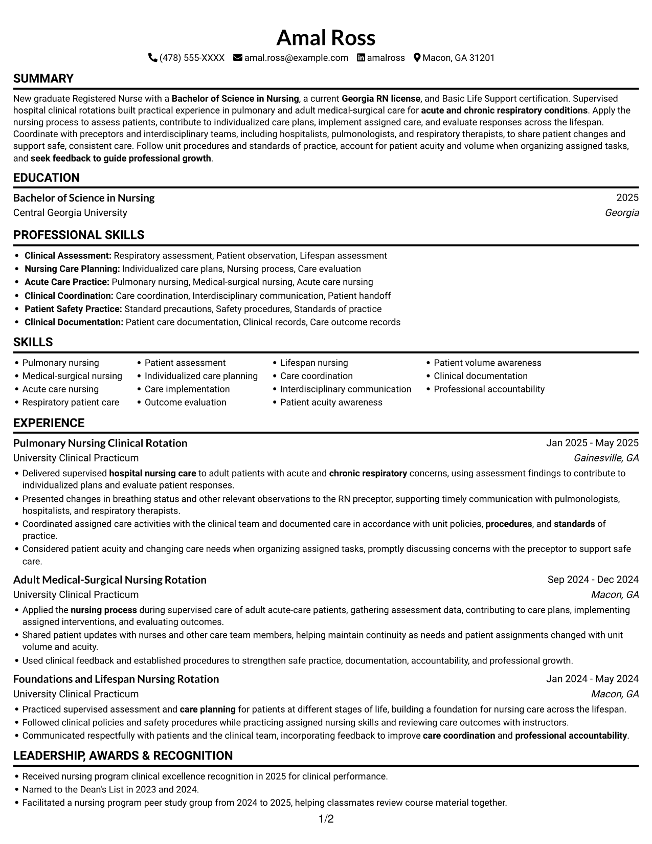 Resume example — page 1