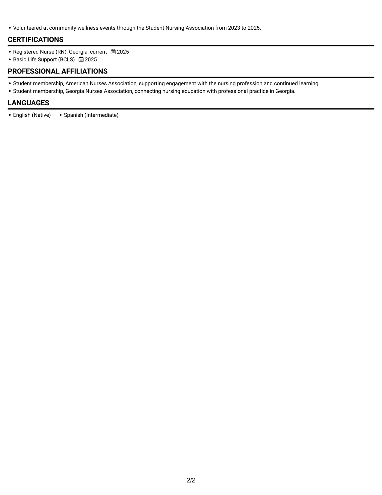Resume example — page 2