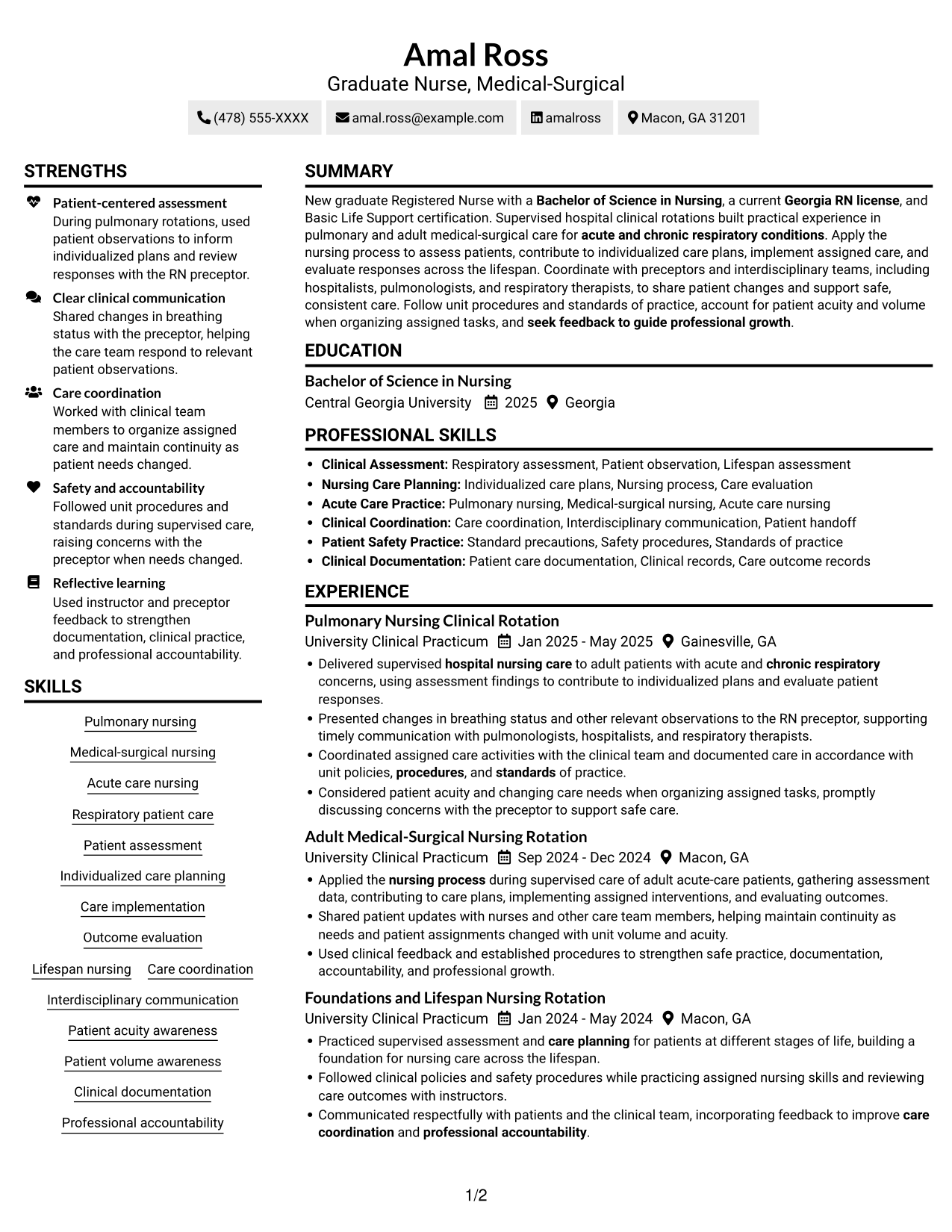 Resume example — page 1