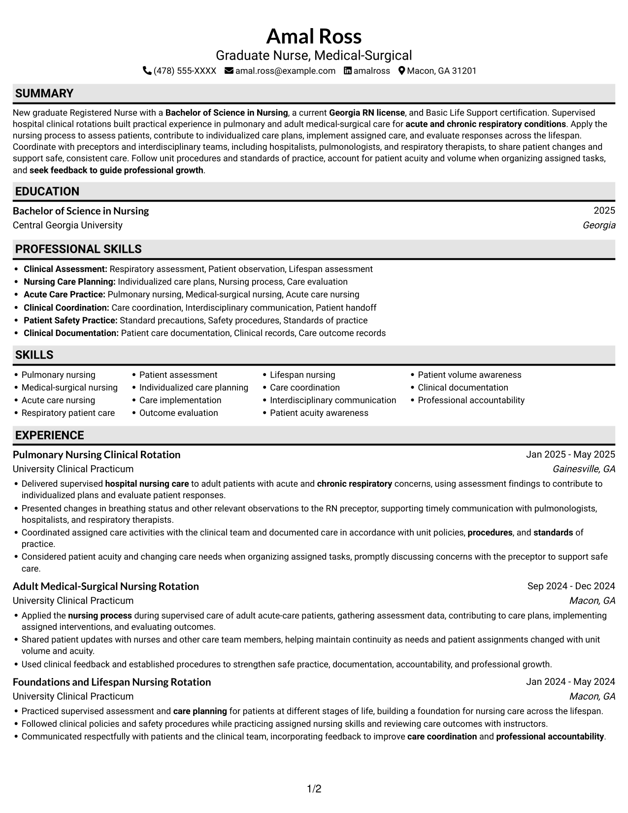 Resume example — page 1