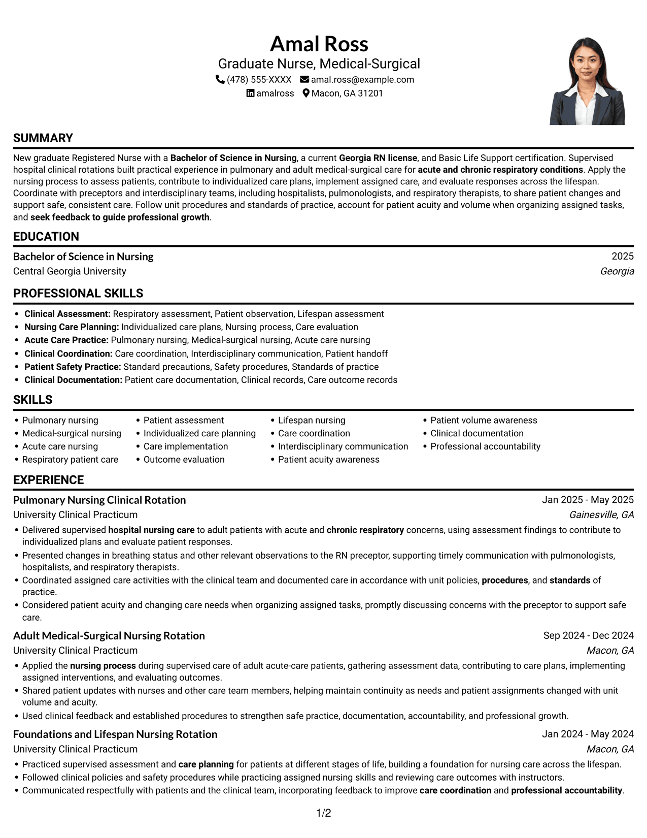 Resume example — page 1
