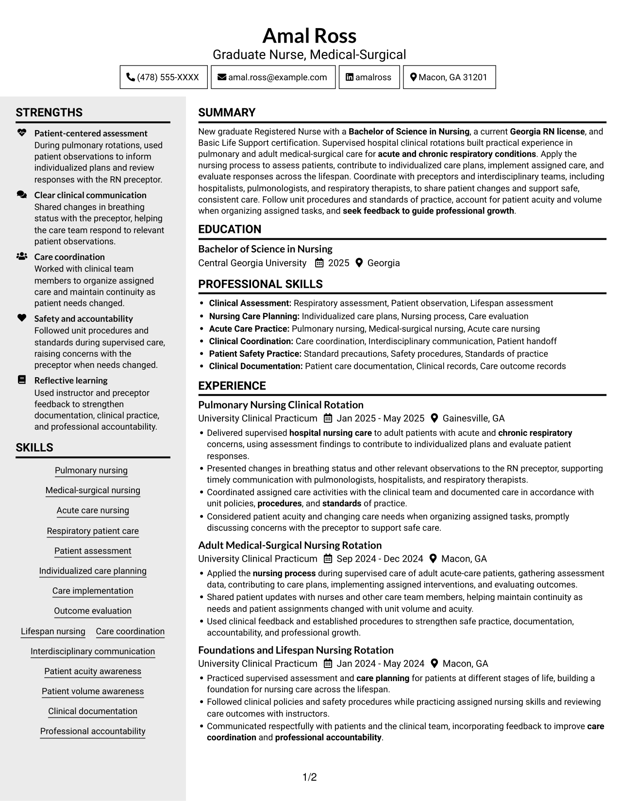 Resume example — page 1