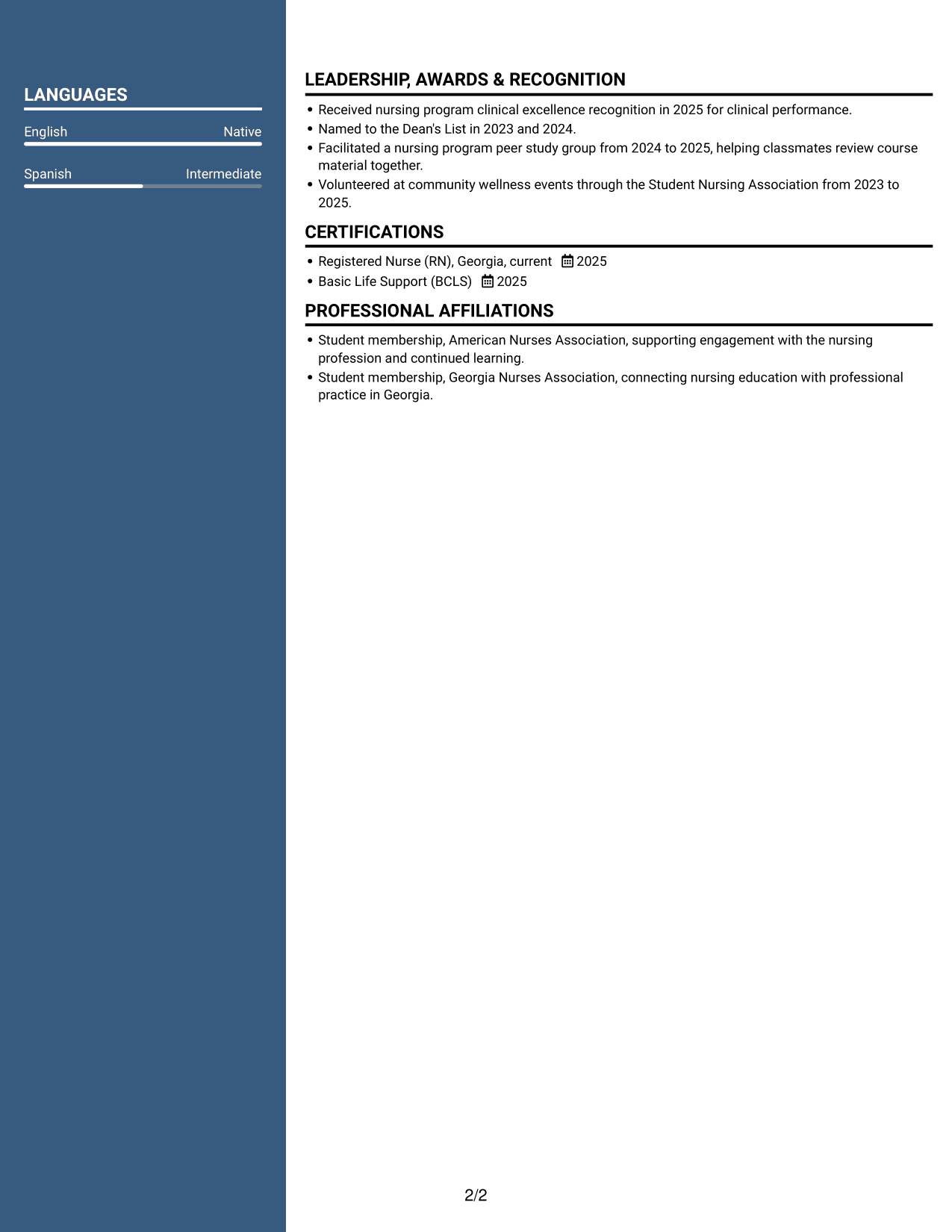 Resume example — page 2