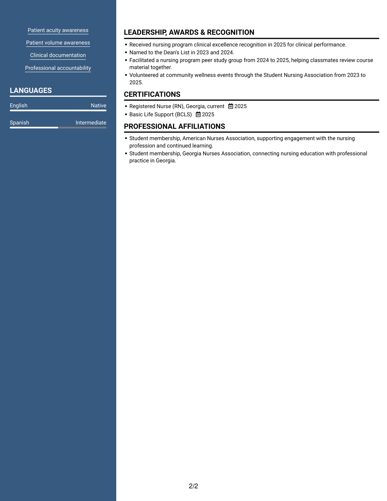 Resume example — page 2