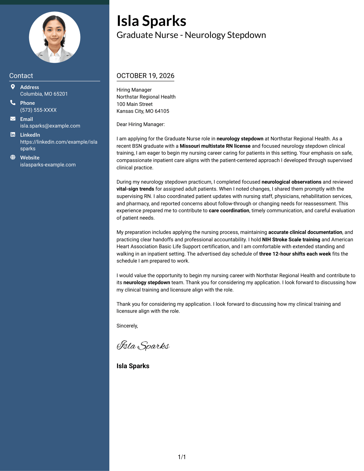 Cover letter example — page 1