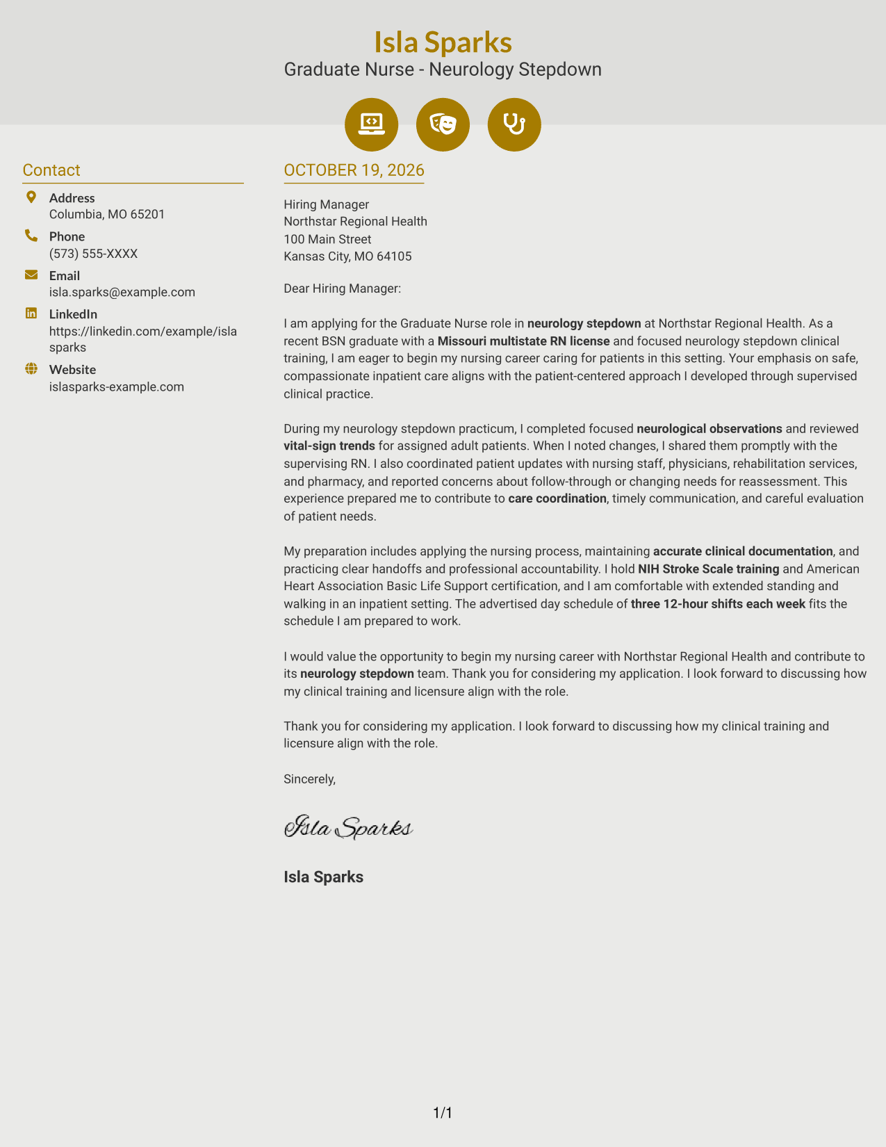 Cover letter example — page 1
