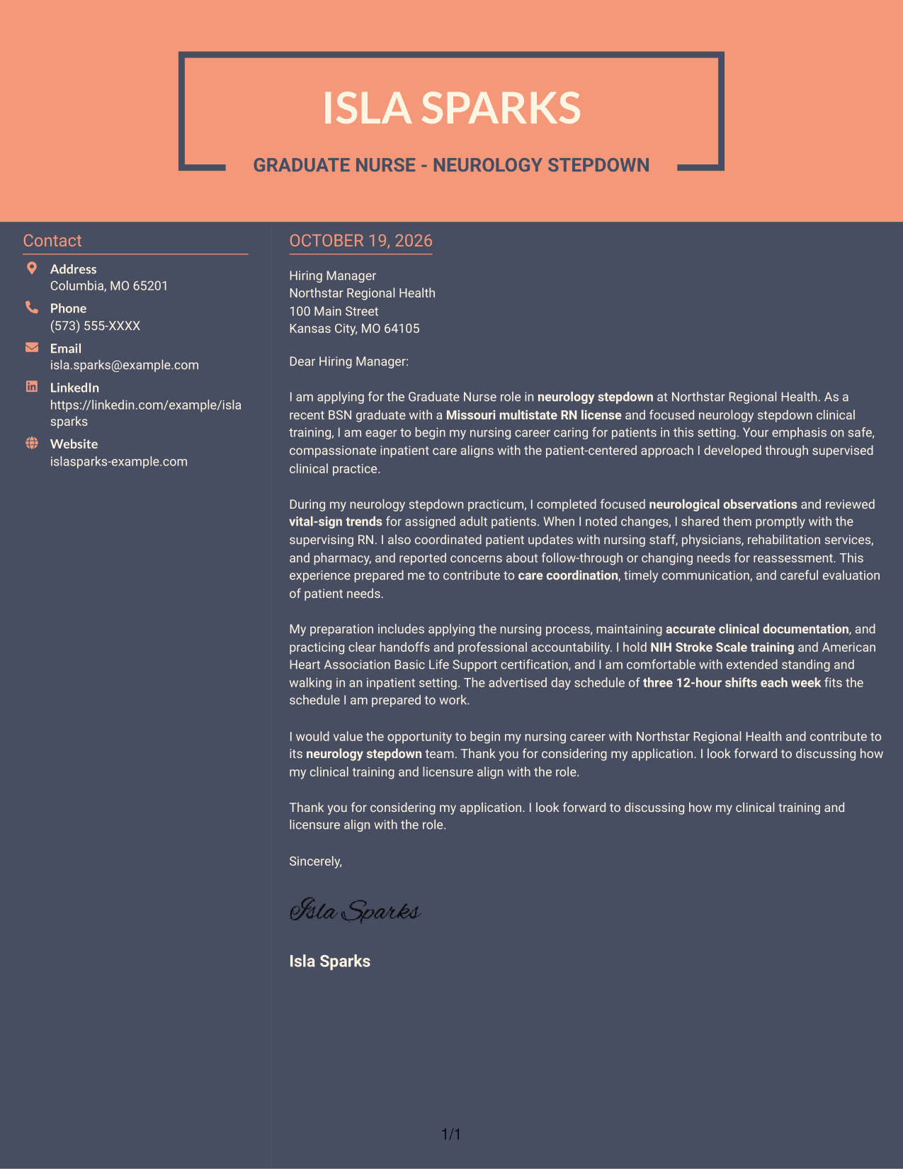 Cover letter example — page 1