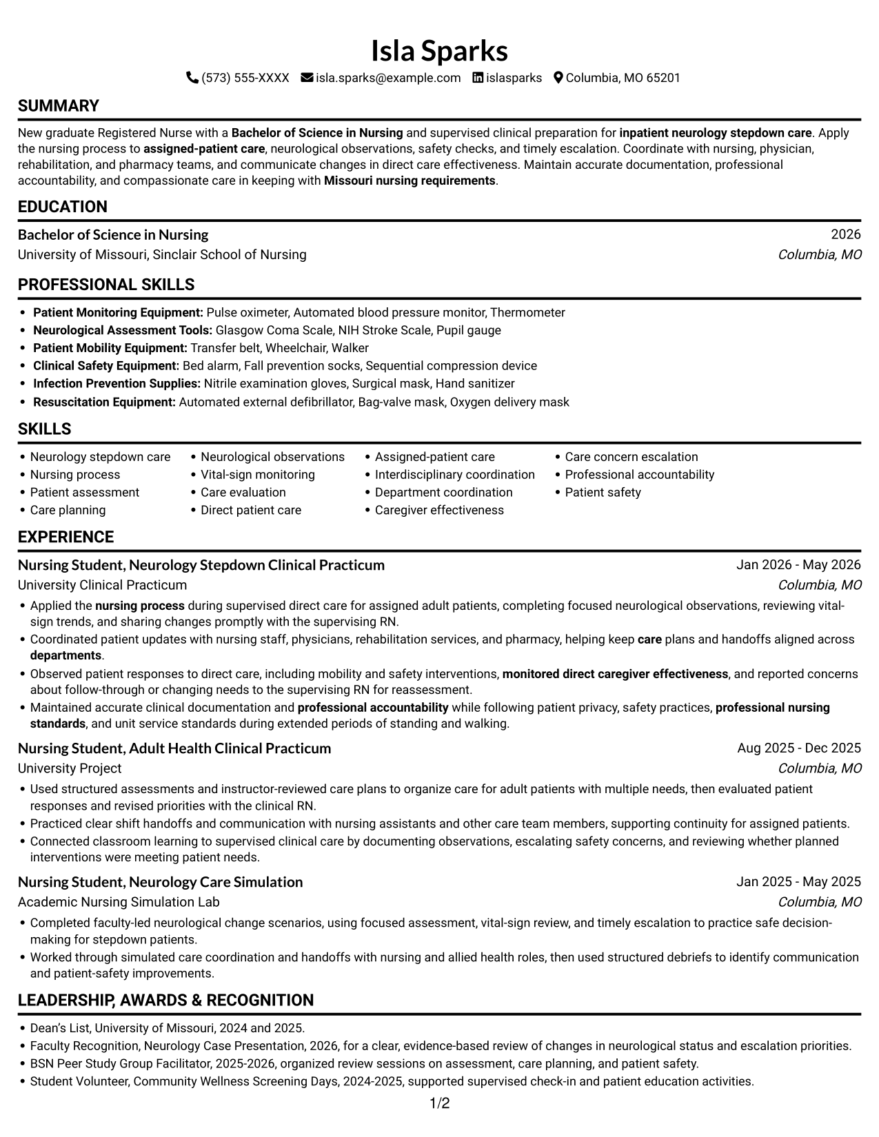 Resume example — page 1