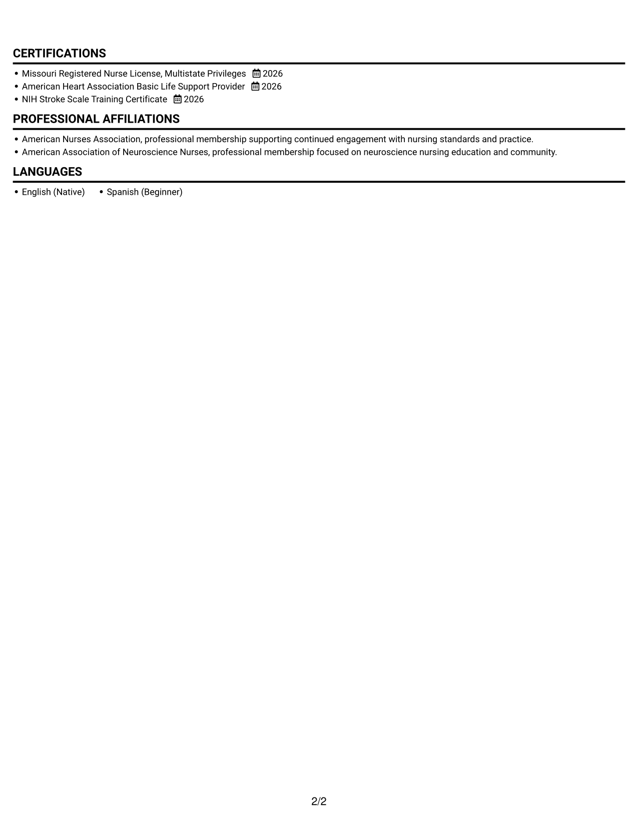 Resume example — page 2