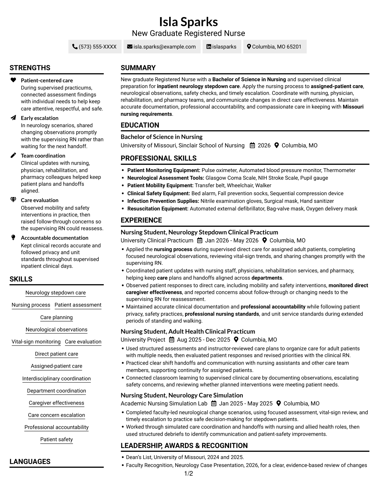 Resume example — page 1