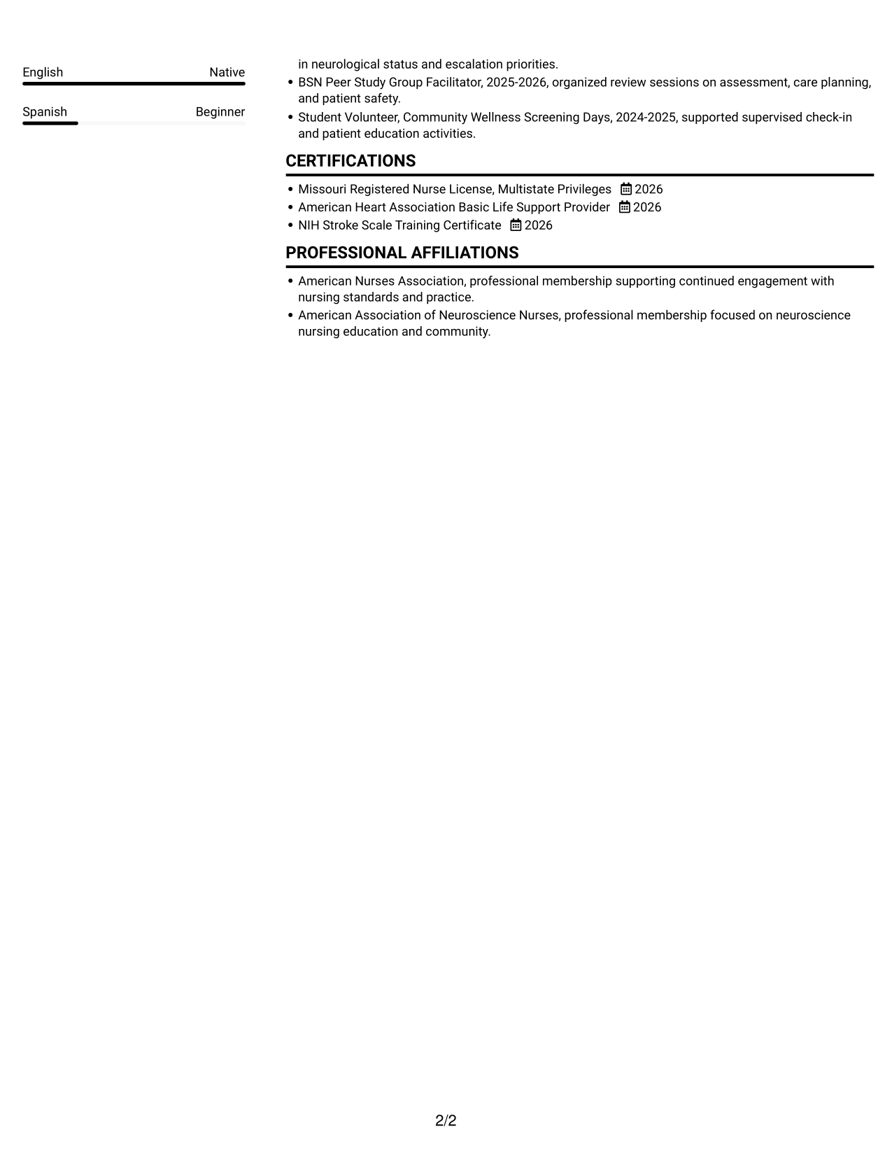 Resume example — page 2