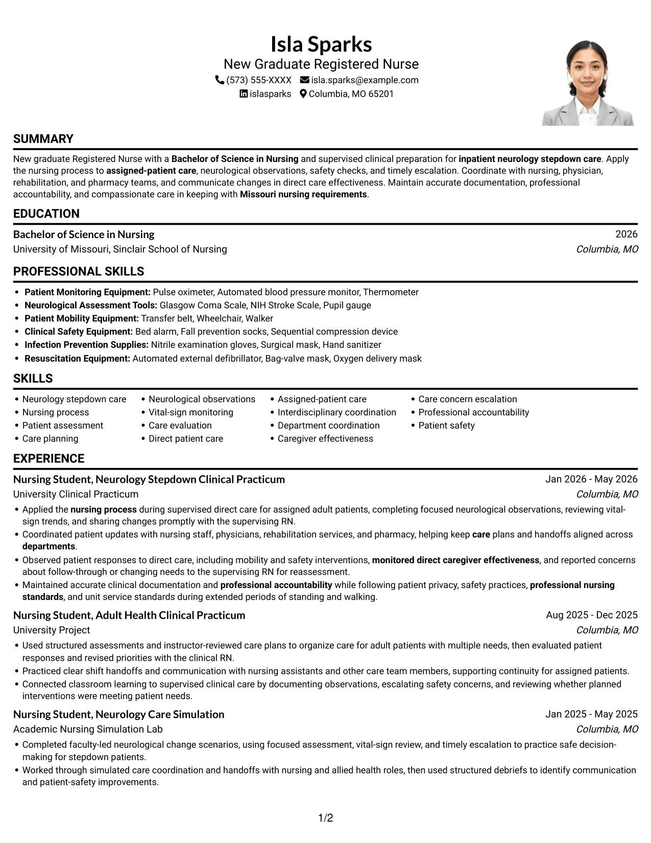 Resume example — page 1