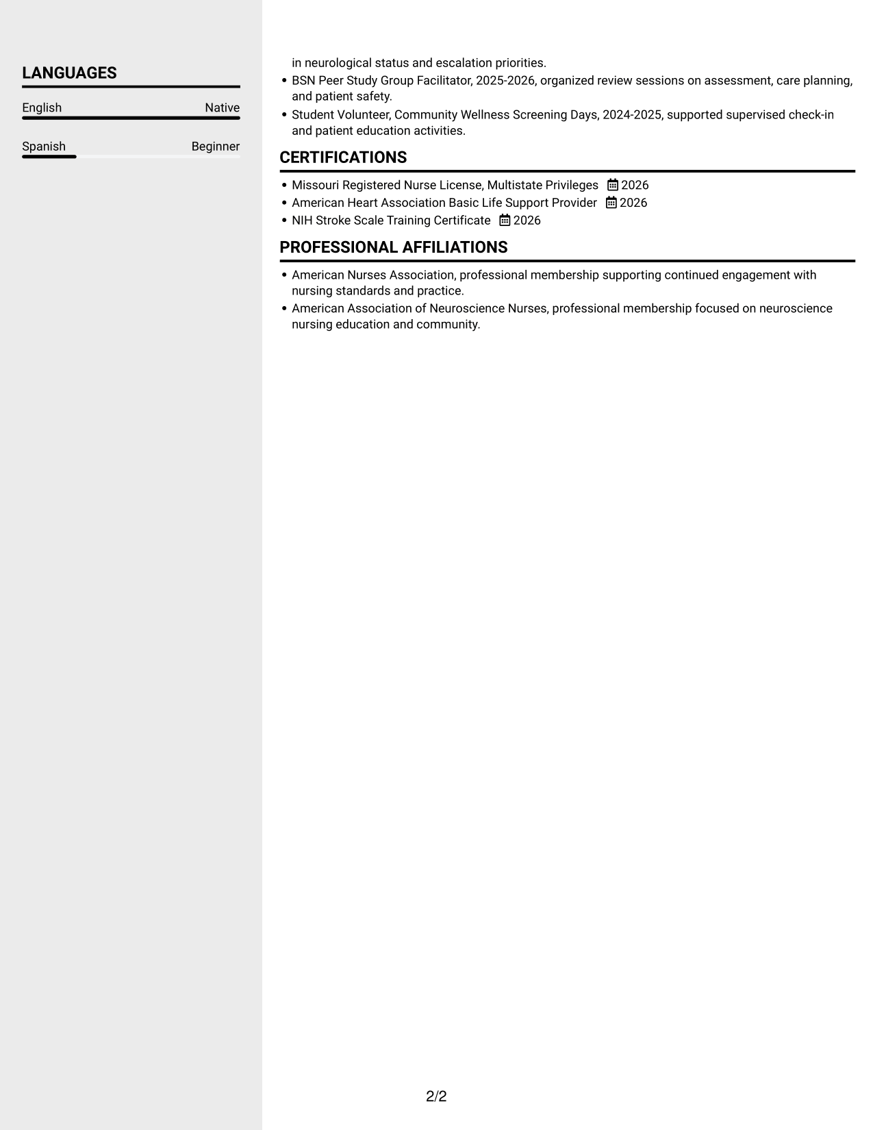 Resume example — page 2