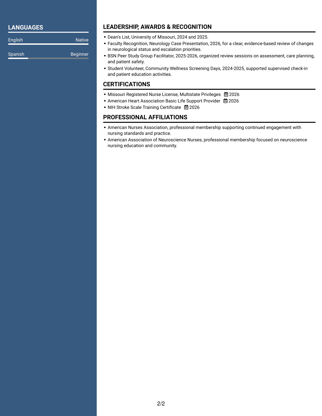 Resume example — page 2