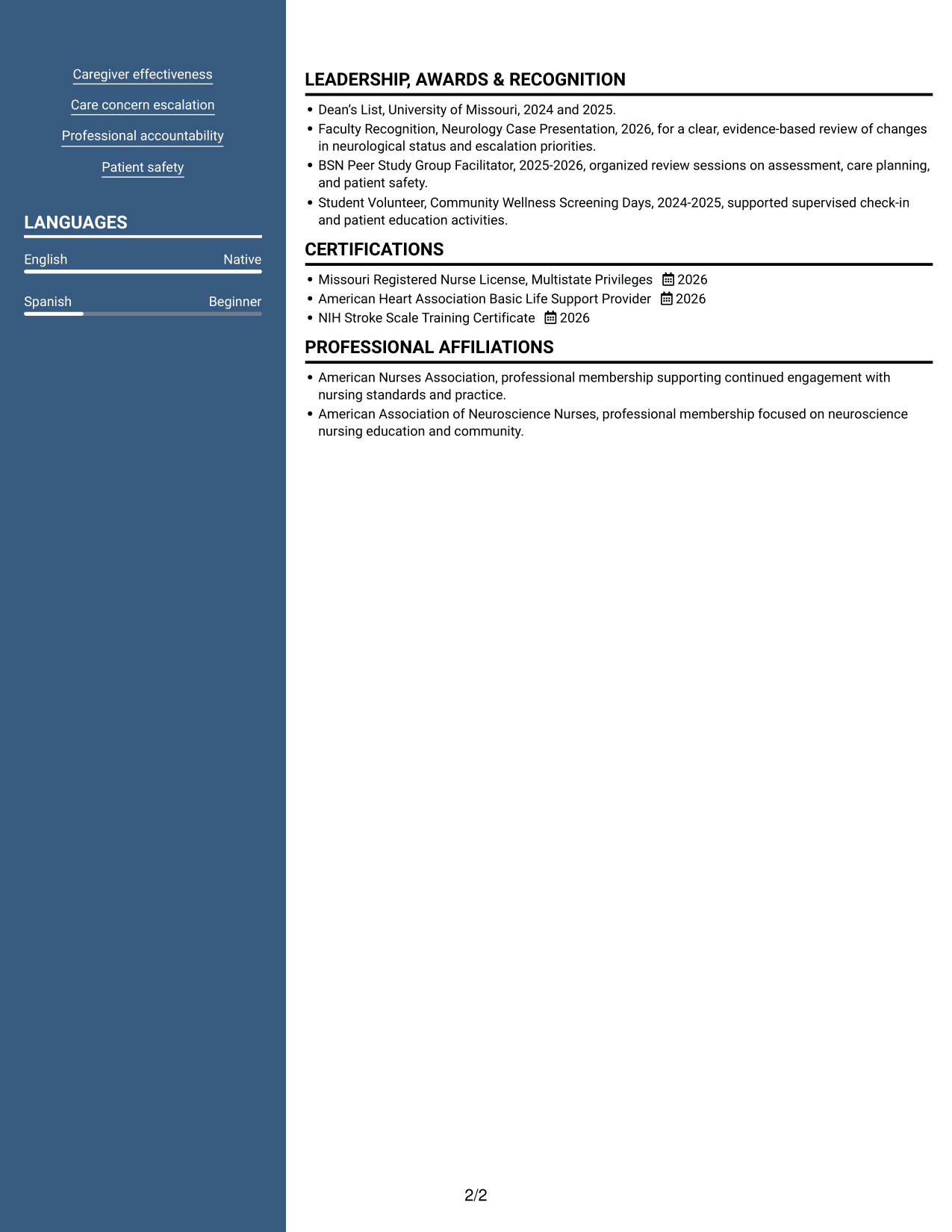 Resume example — page 2