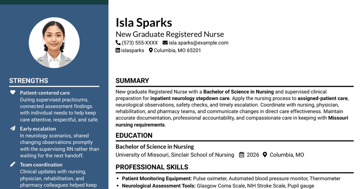 7 Graduate Nurse - Neurology Stepdown Resume Templates with Example
