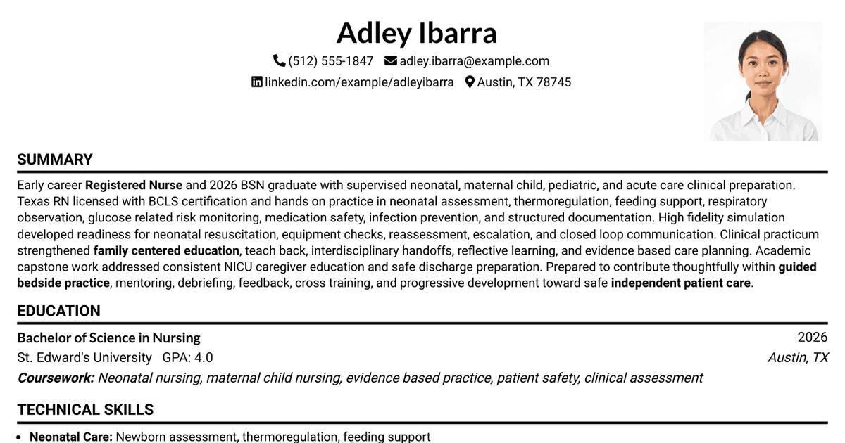 7 Graduate Nurse Residency - NICU Resume Templates with Example
