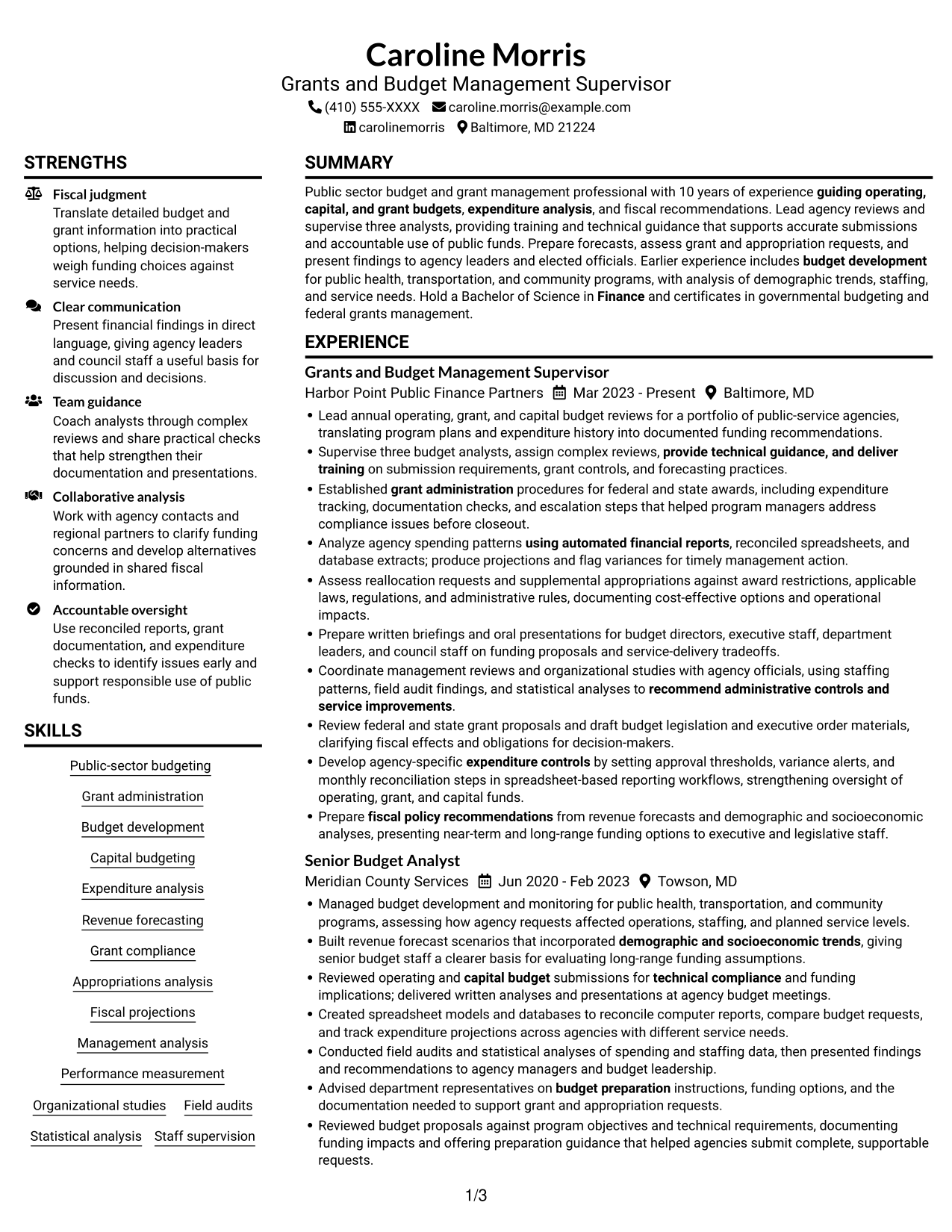 Resume example — page 1