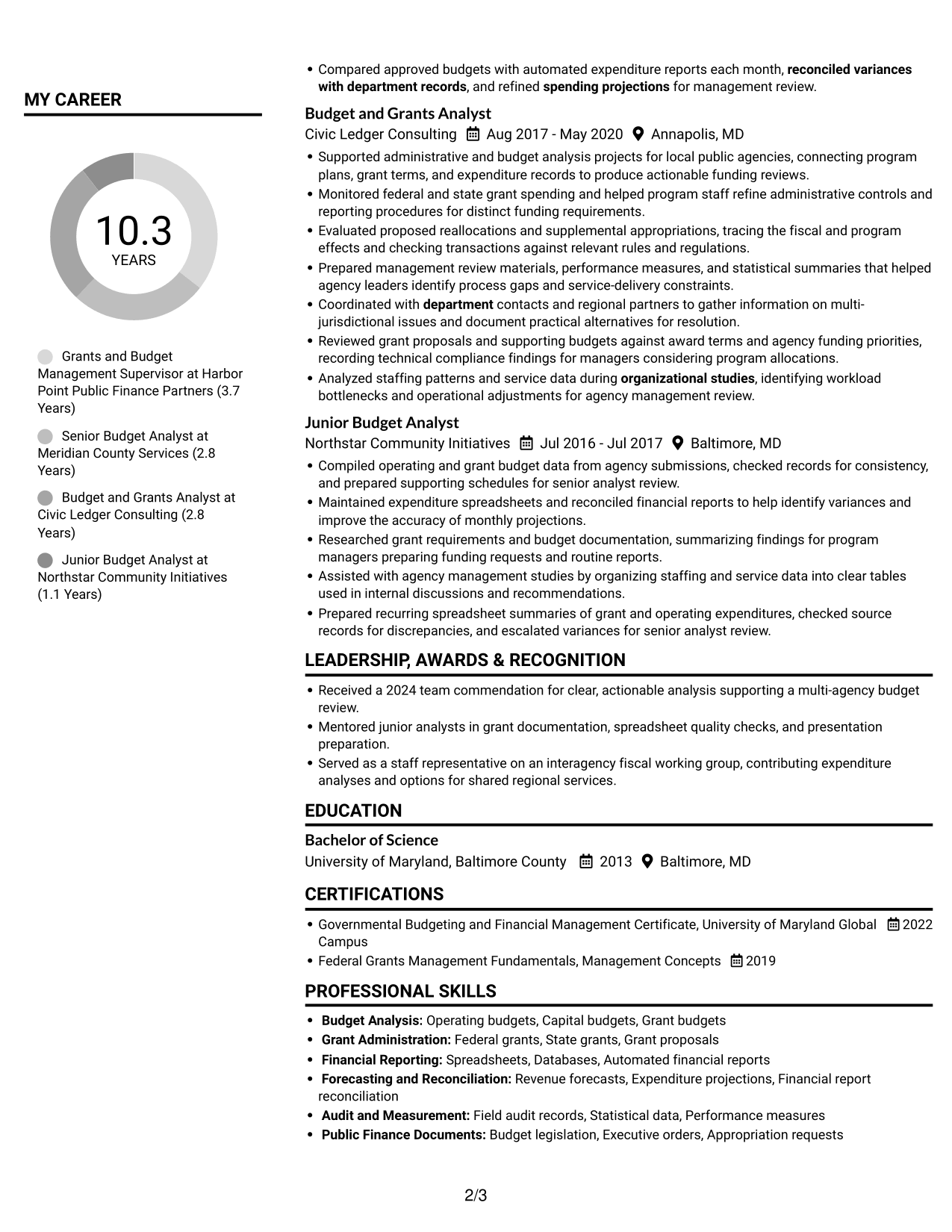 Resume example — page 2