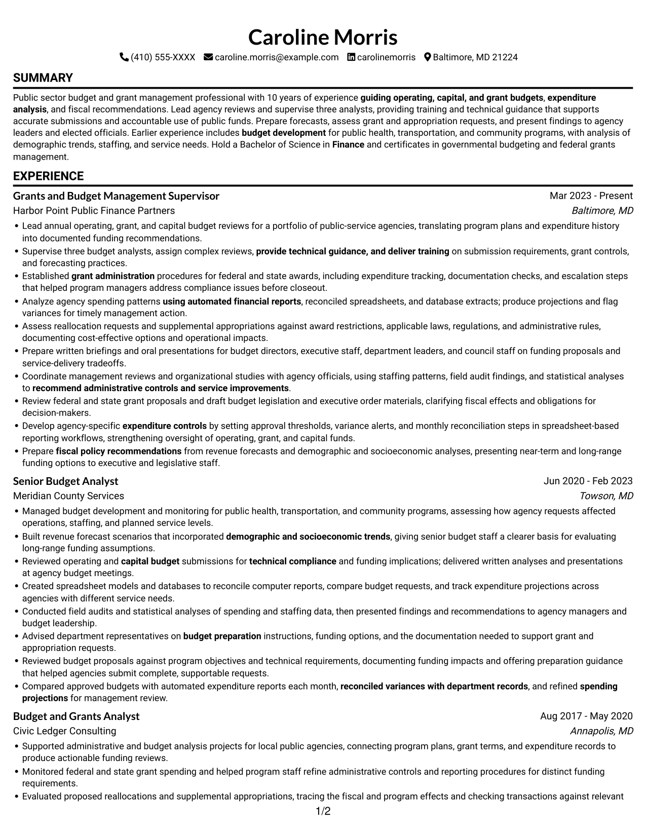 Resume example — page 1
