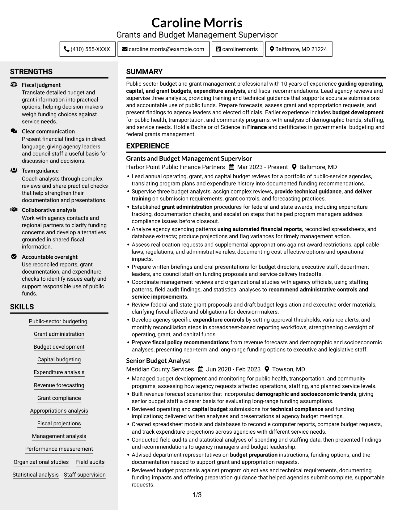 Resume example — page 1