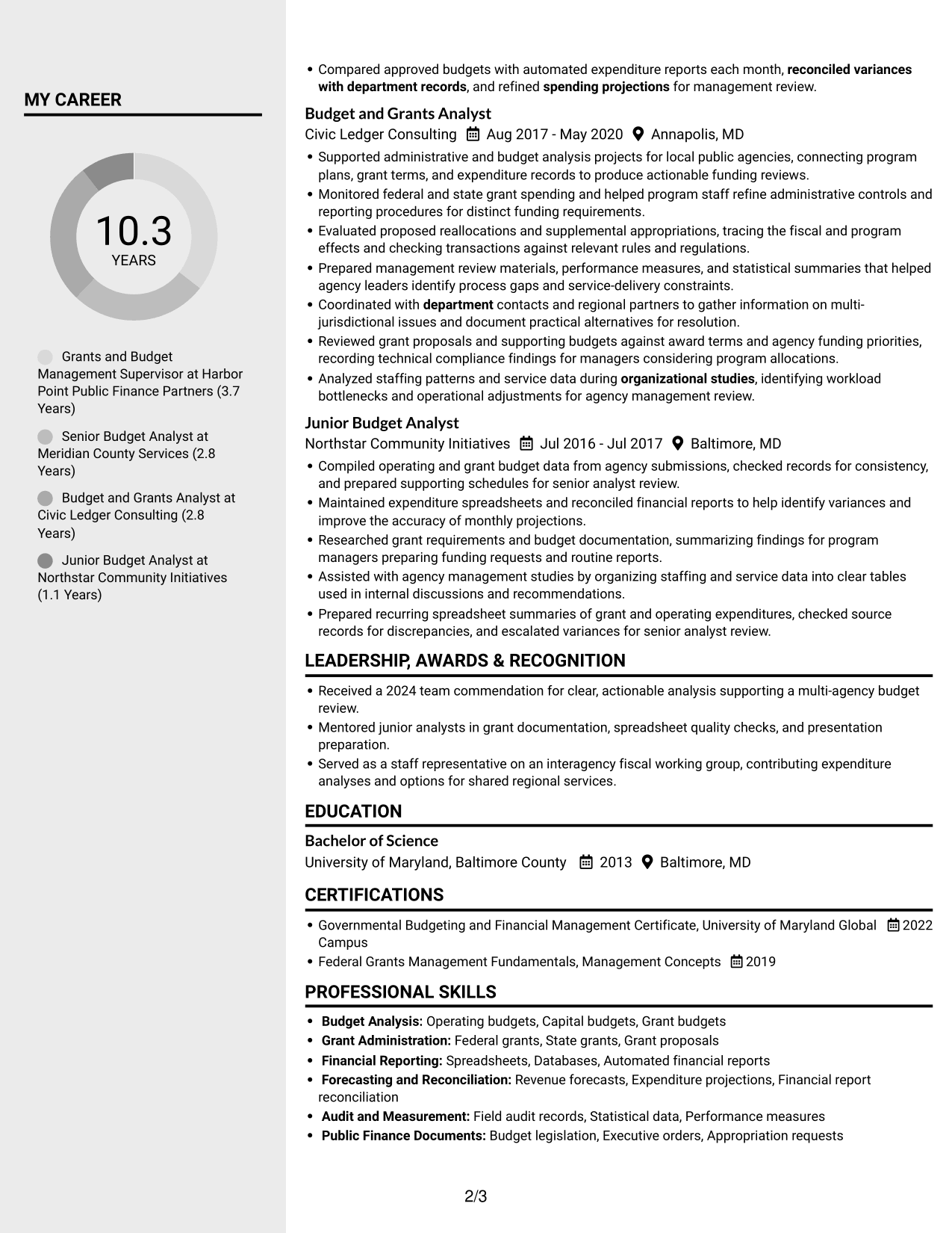 Resume example — page 2
