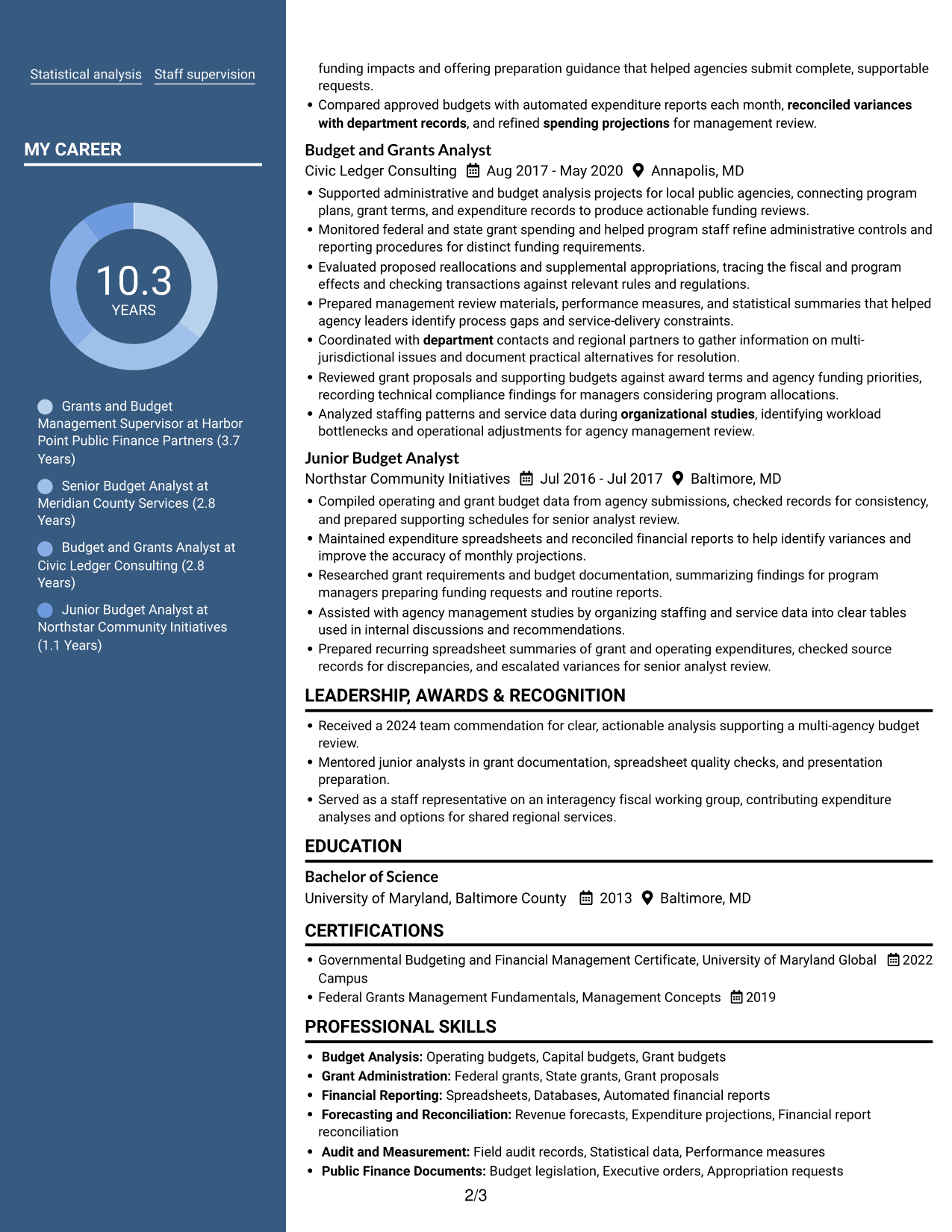 Resume example — page 2