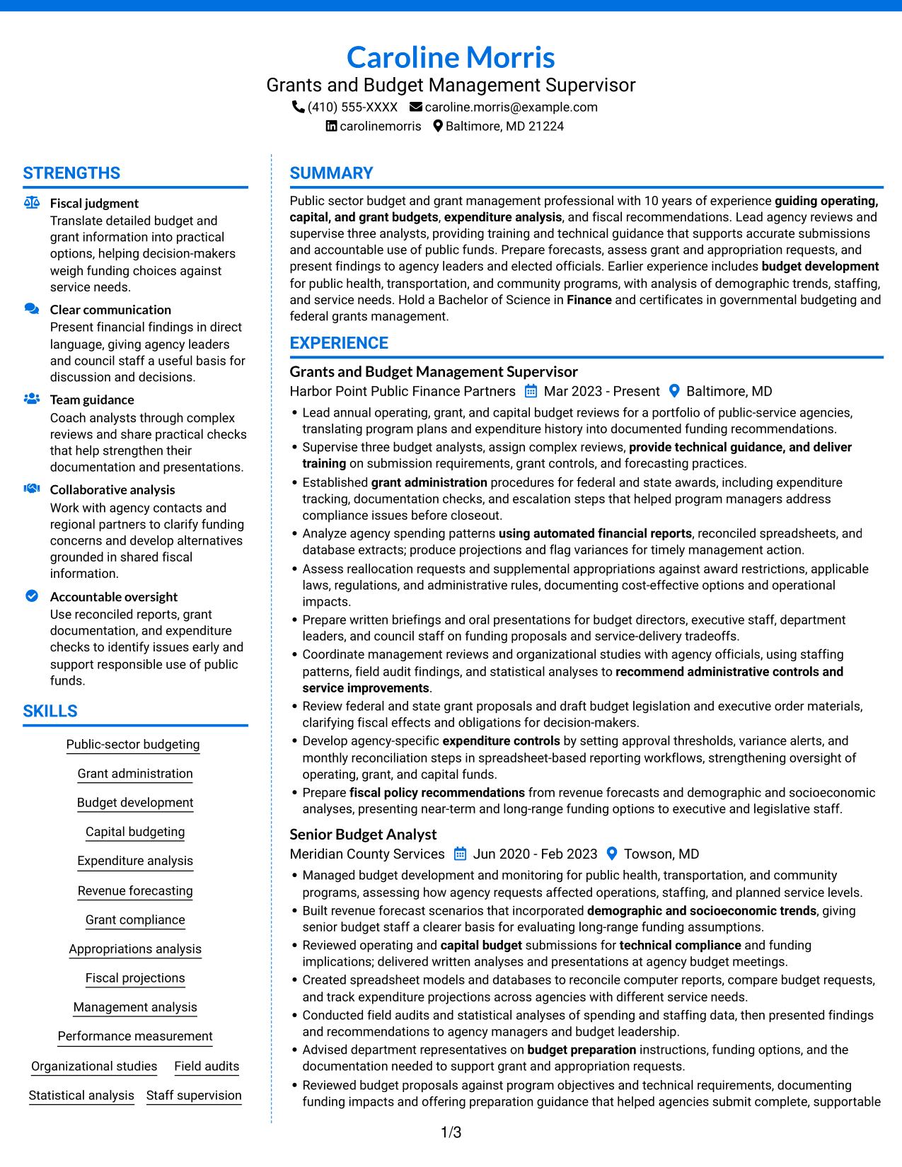 Resume example — page 1