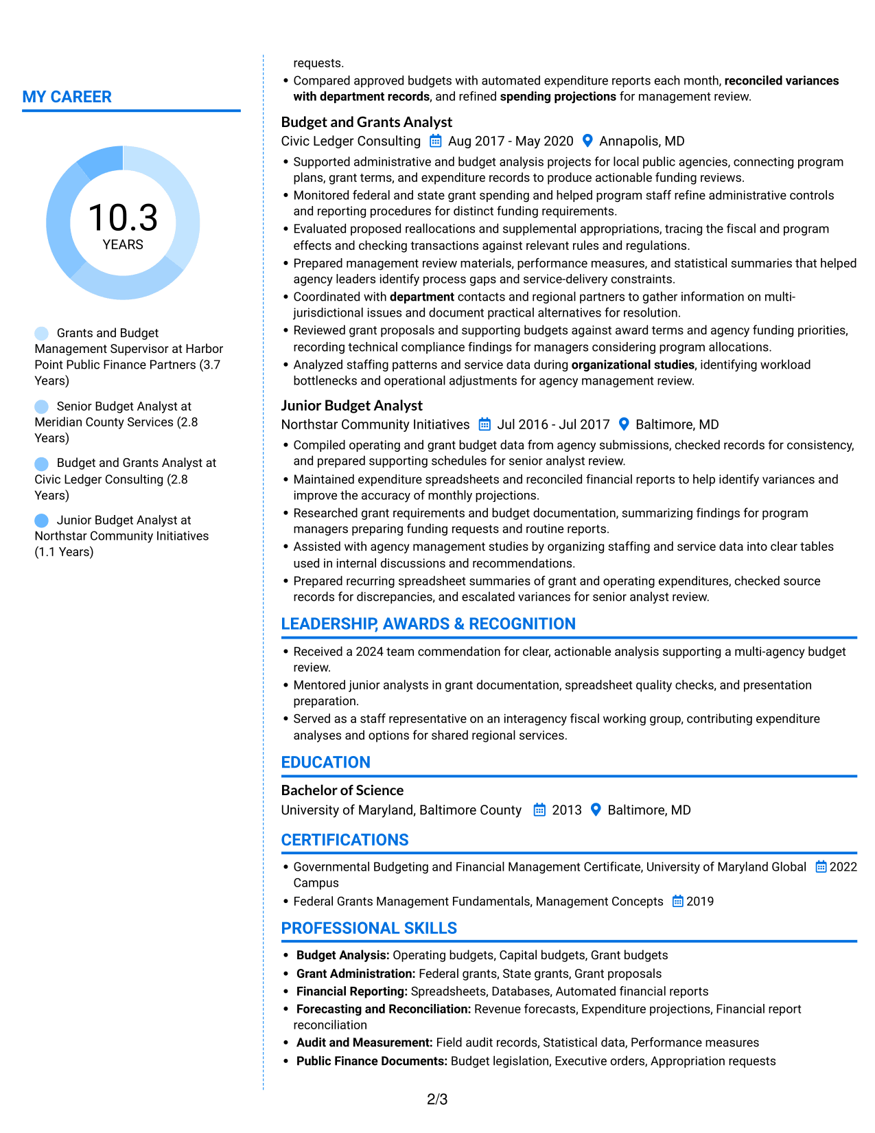Resume example — page 2
