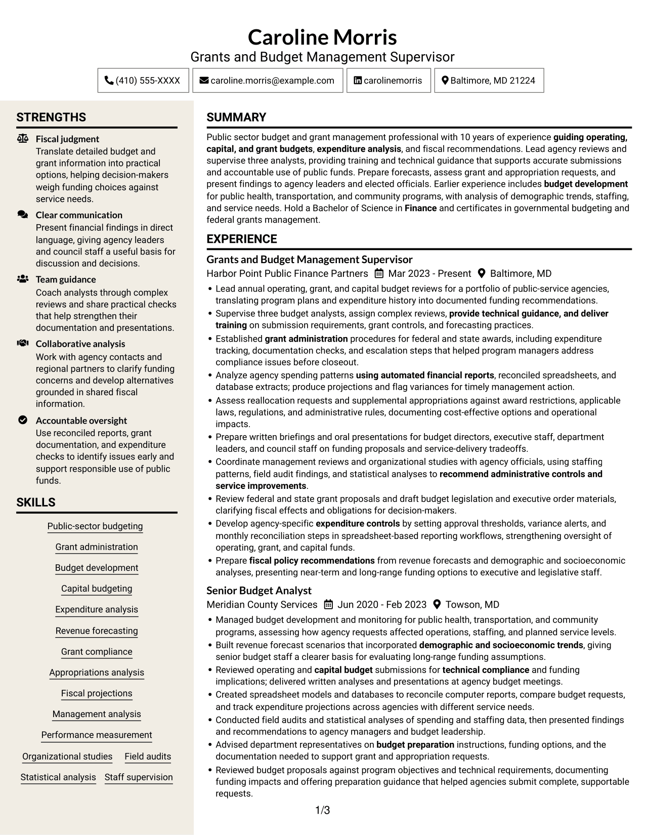 Resume example — page 1