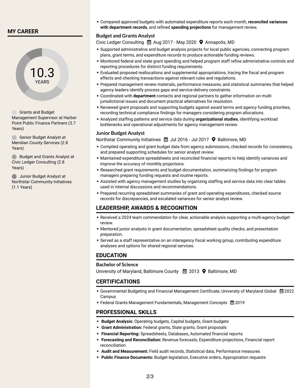 Resume example — page 2