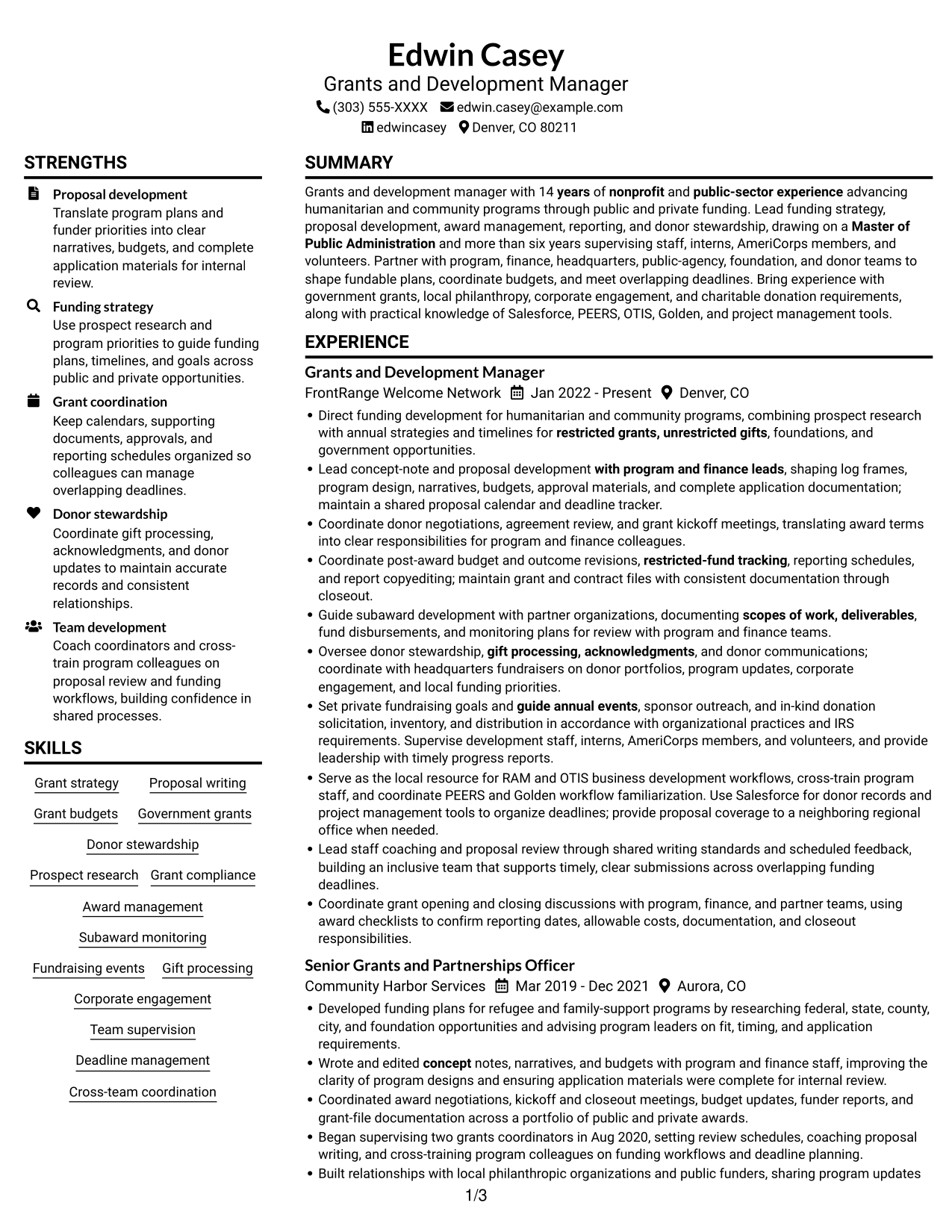 Resume example — page 1