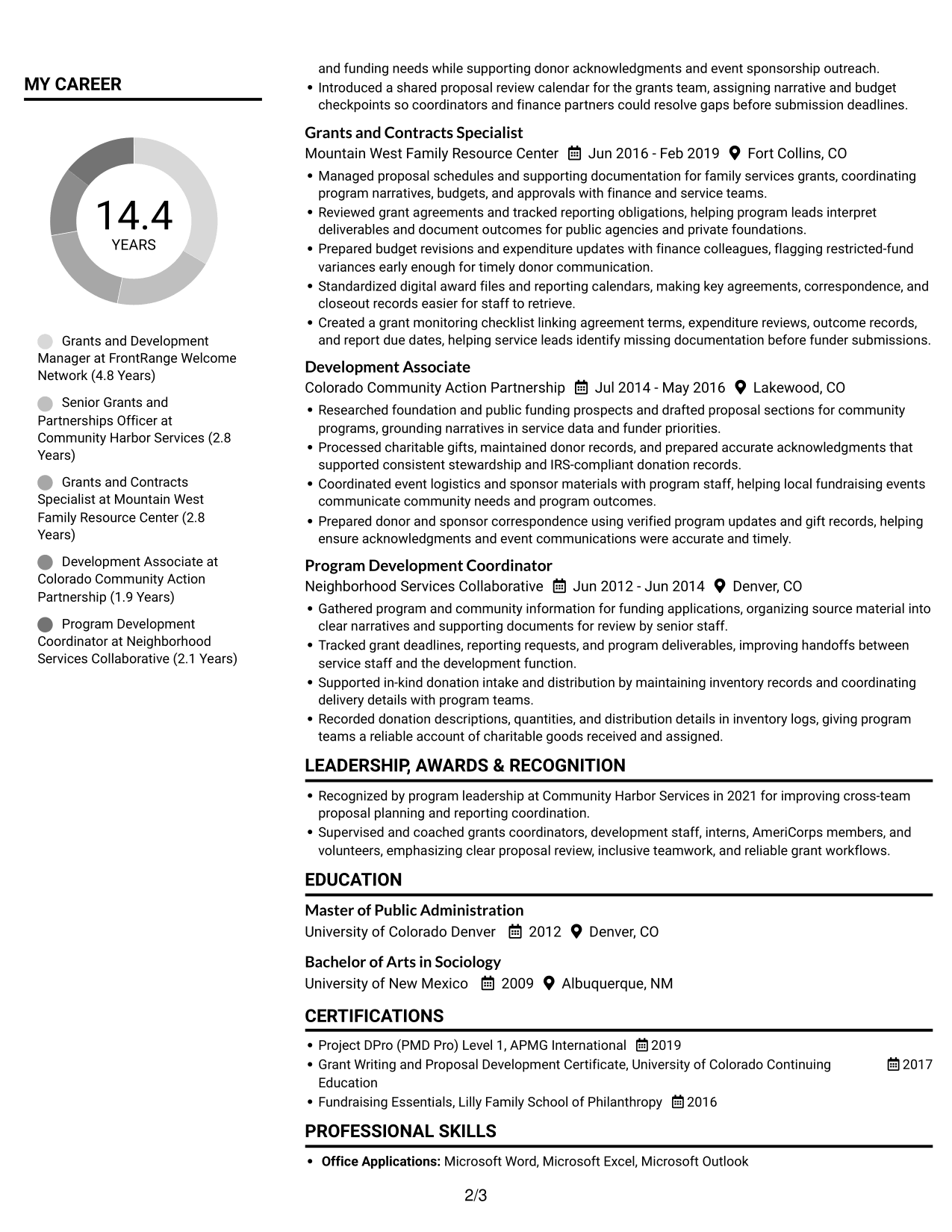 Resume example — page 2
