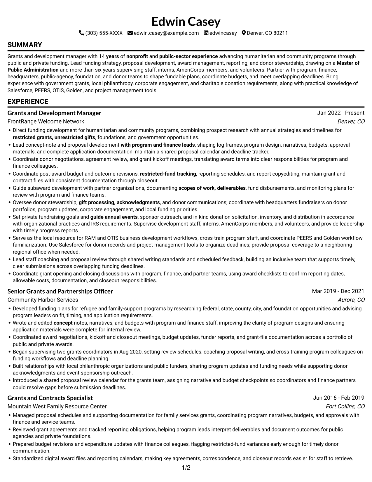 Resume example — page 1