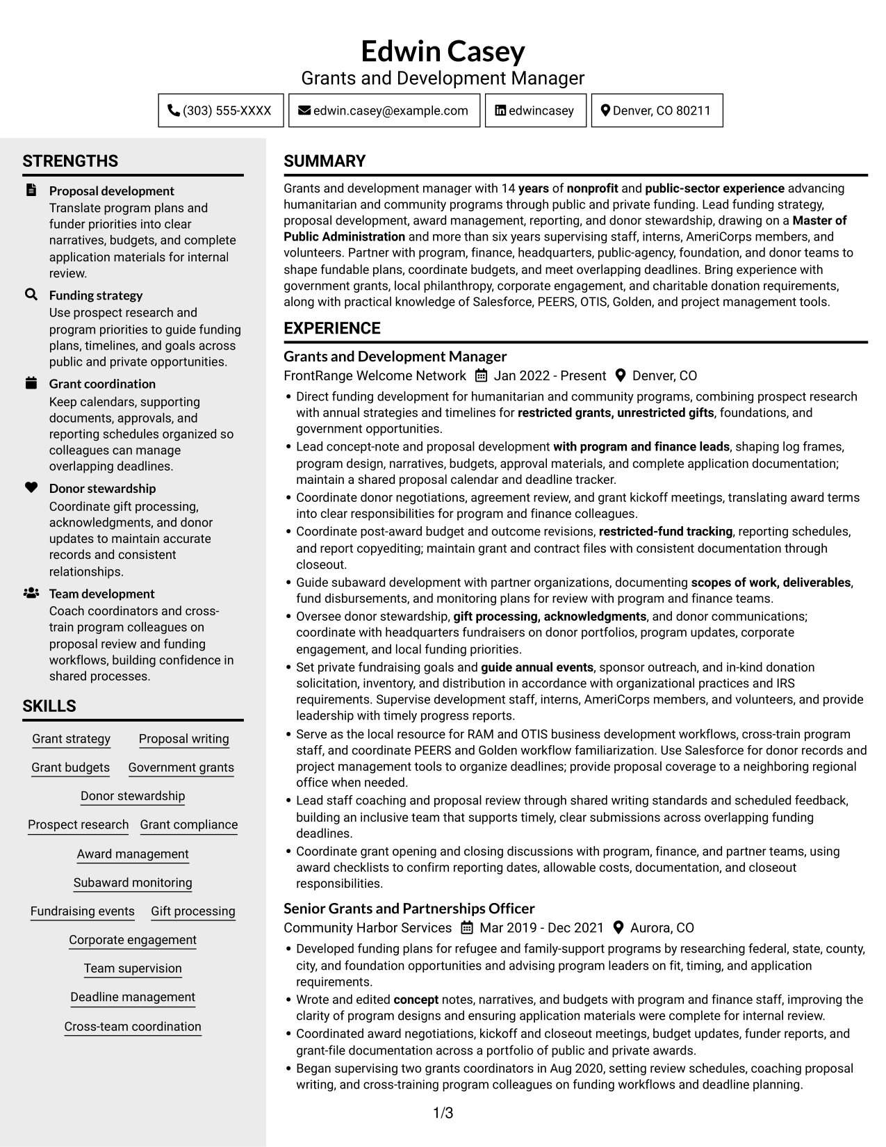 Resume example — page 1