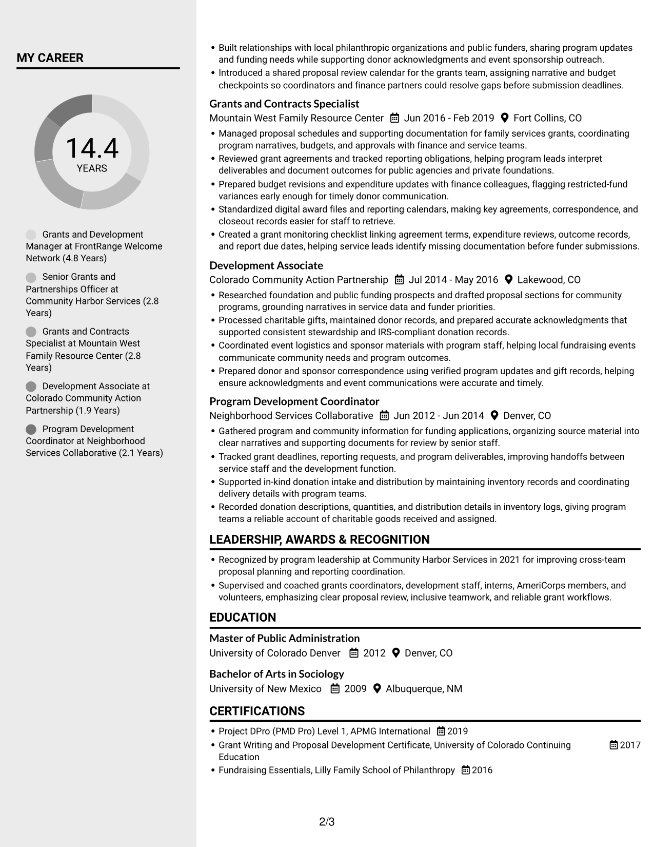 Resume example — page 2