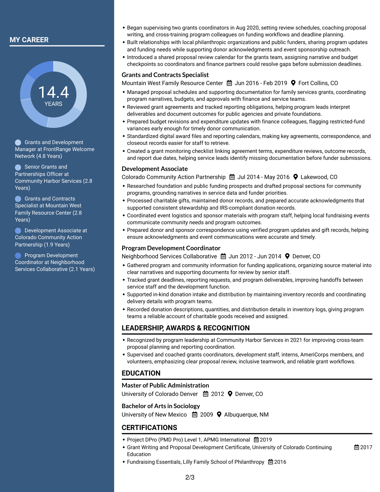 Resume example — page 2