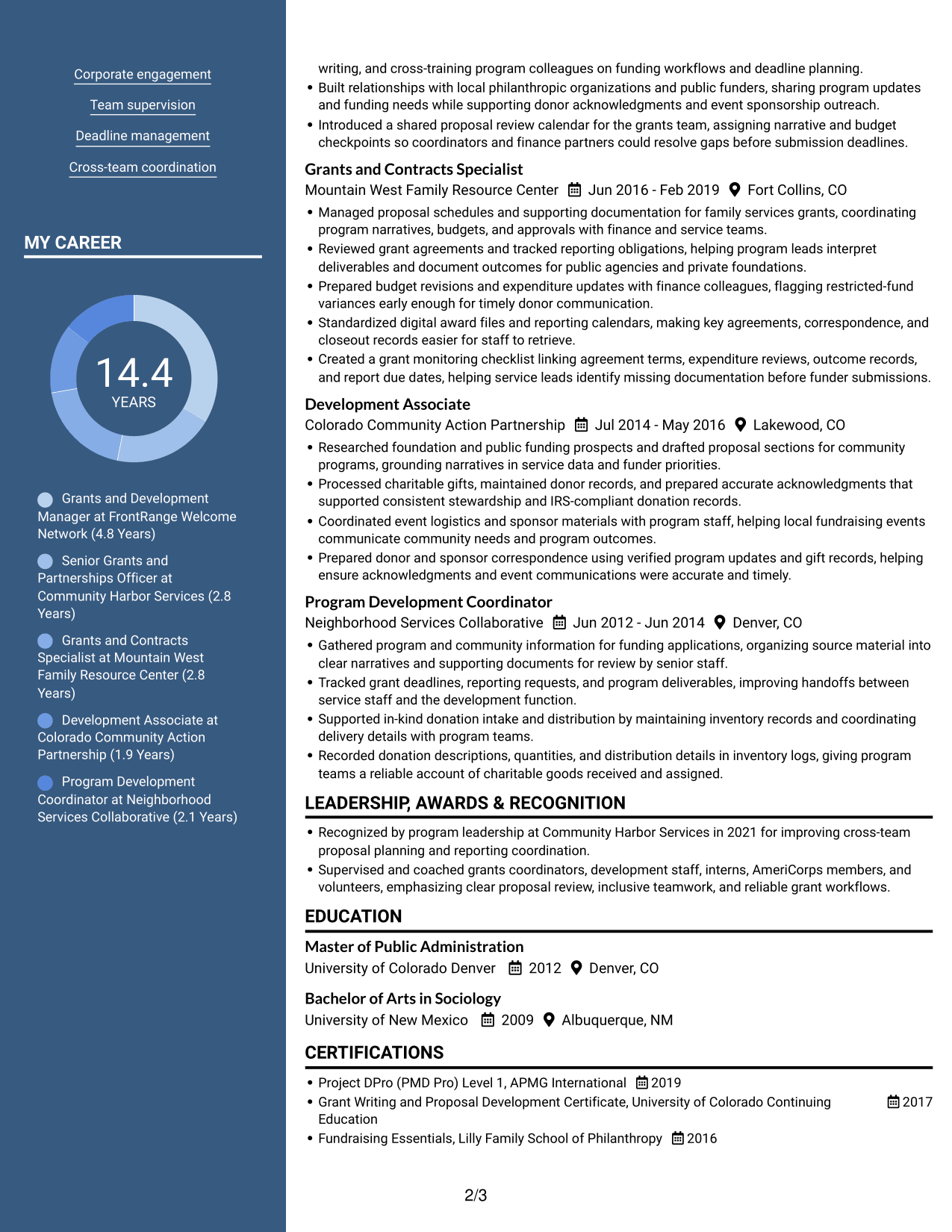 Resume example — page 2