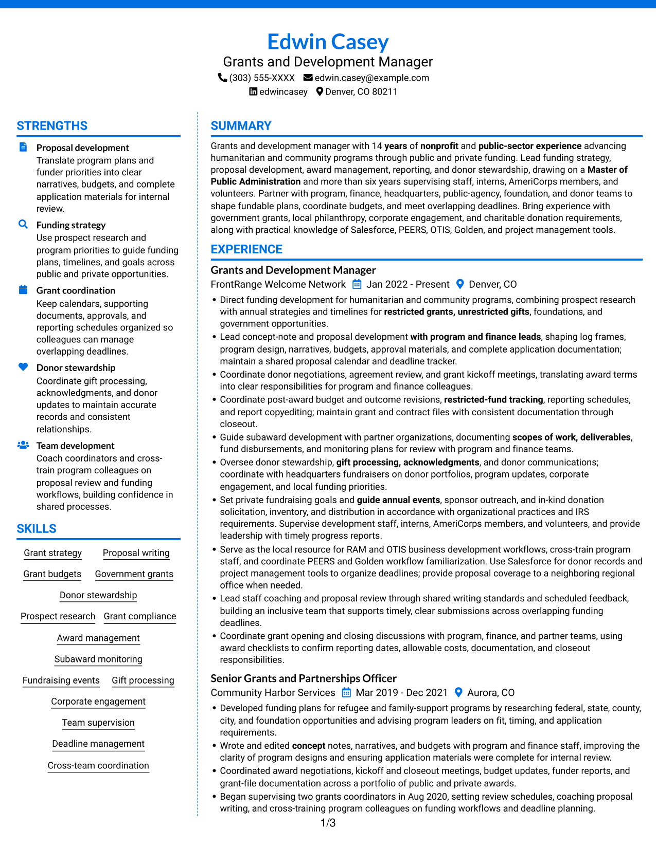 Resume example — page 1